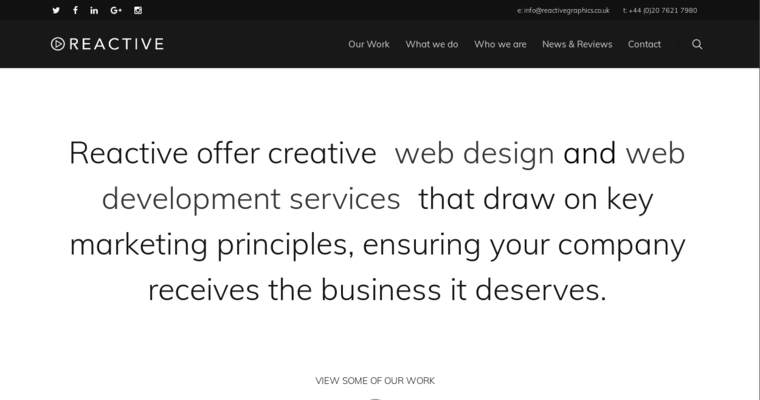 Home page of #20 Best Website Design Agency: Reactive Graphics