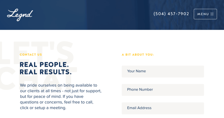Contact page of #27 Best Website Development Business: Legnd