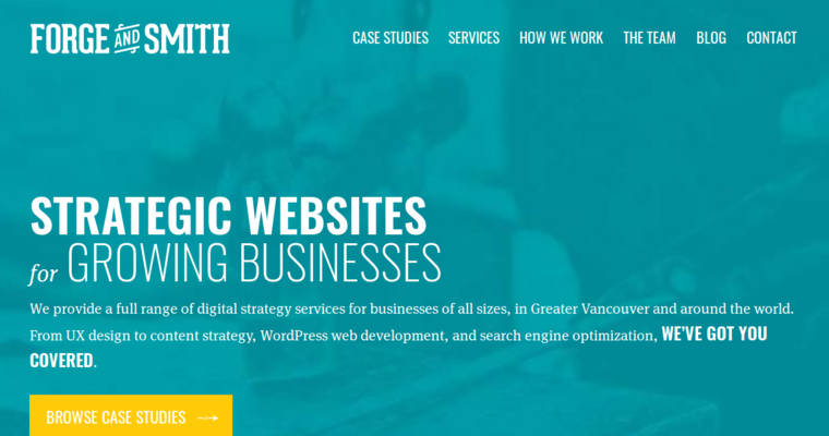 Home page of #29 Top Web Design Firm: Forge and Smith