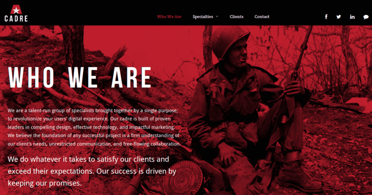 About page of #7 Leading Android App Agency: Cadre