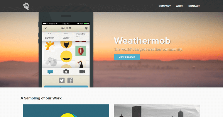 Folio page of #2 Leading iPhone App Company: Yeti