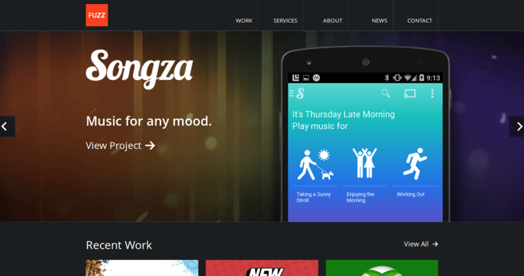 Home page of #9 Best Android App Firm: Fuzz Productions