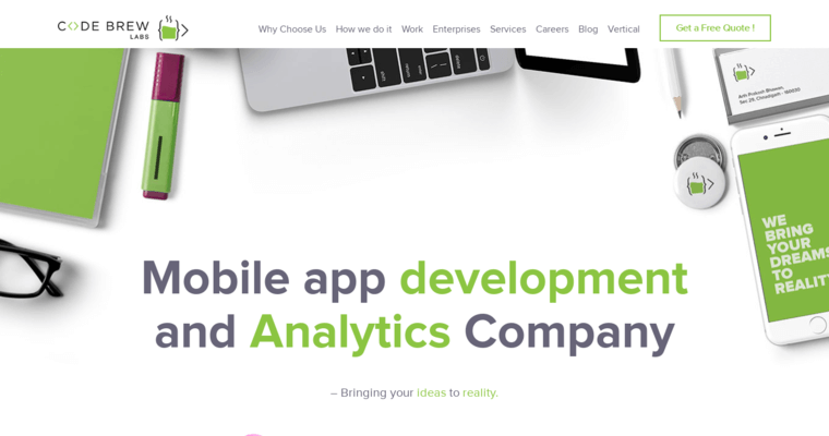 Home page of #3 Best Mobile App Company: Code Brew