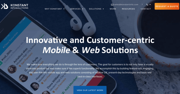 Home page of #7 Best Mobile App Company: Konstant Infosolutions