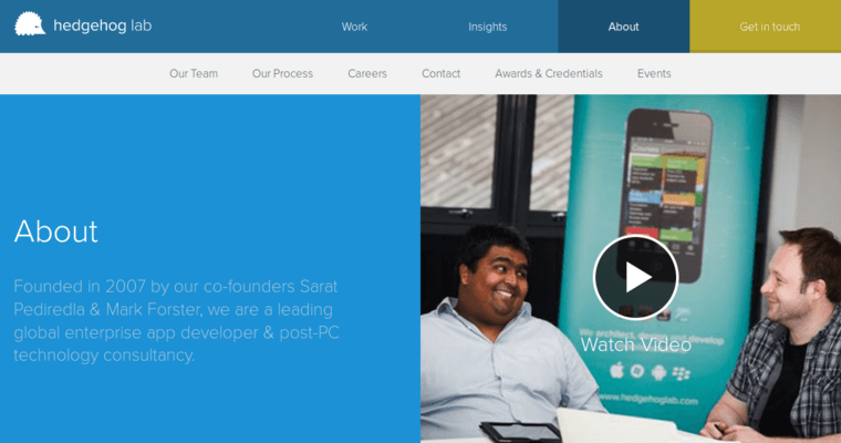 About page of #10 Top App Company: Hedgehog Lab