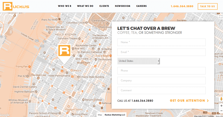 Contact page of #3 Top Mobile App Agency: Ruckus Marketing