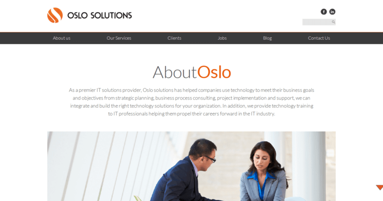 About page of #2 Leading iPad App Business: Oslo Solutions