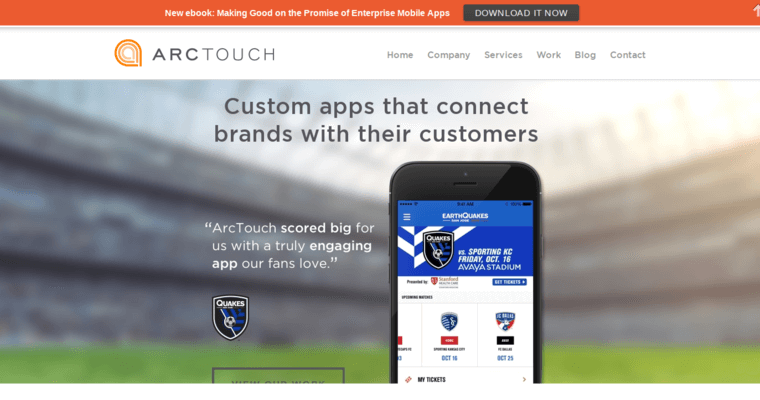 Home page of #4 Leading iPad App Agency: ArcTouch