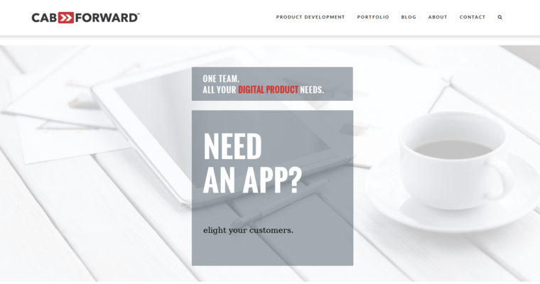 Home page of #10 Best iPad App Development Agency: Cab Forward