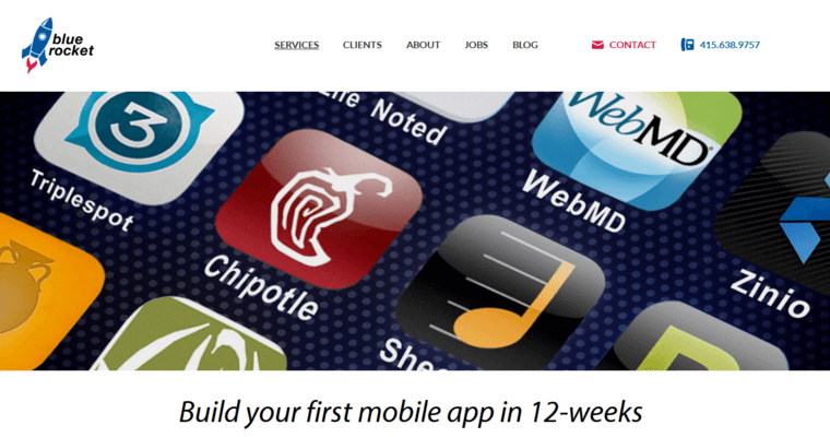 Service page of #3 Best iPhone App Agency: Blue Rocket