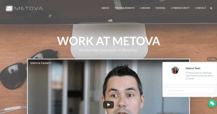 Jobs page of #7 Best Wearable App Design Firm: Metova