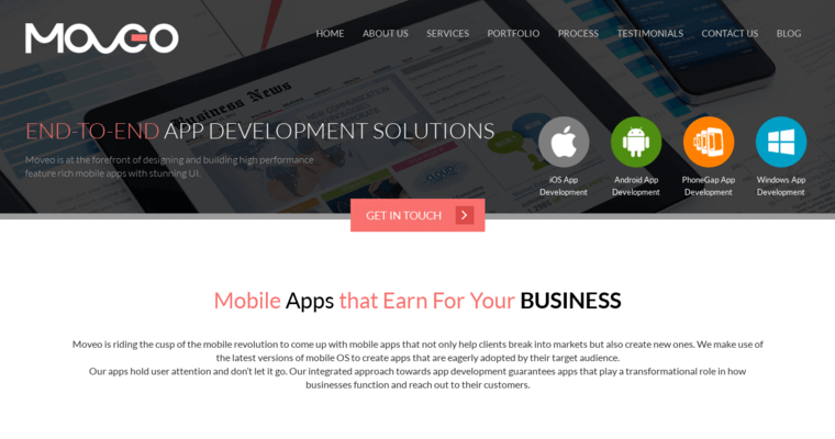 Service page of #3 Leading Wearable App Firm: Moveo Apps