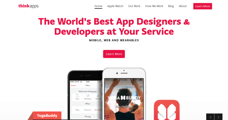 Home page of #6 Best Wearable App Firm: Think Apps