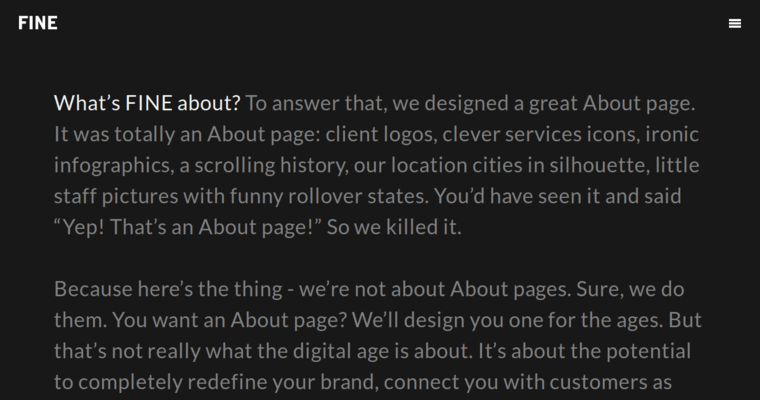 About page of #3 Best Architecture Web Design Business: Fine