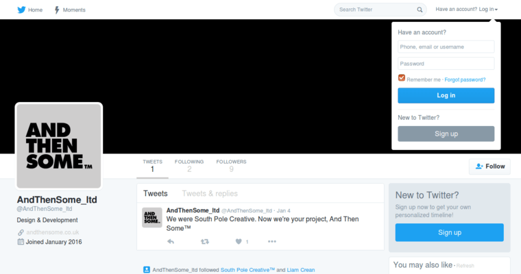 Twitter page of #9 Top Architecture Web Design Firm: And Then Some