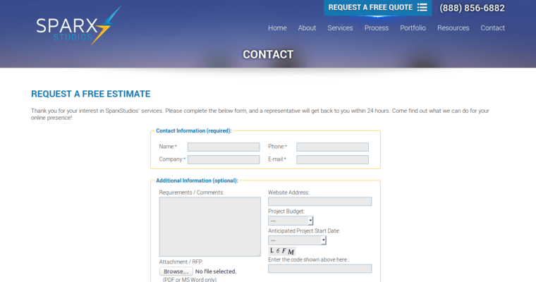 Contact page of #7 Best Atlanta Company: Sparx Studios