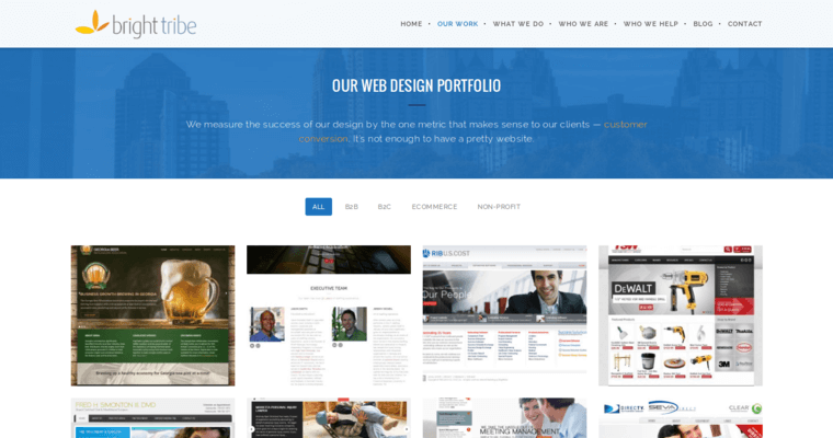 Folio page of #8 Best Atlanta web design Firm: Bright Tribe