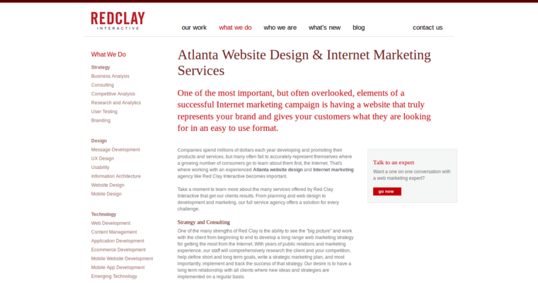 Service page of #4 Top Atlanta web development Company: Red Clay Interactive