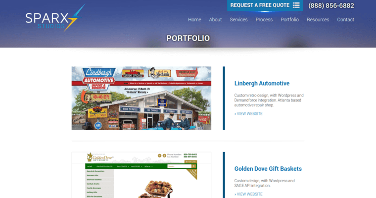 Folio page of #6 Top Atlanta web design Agency: Sparx Studios