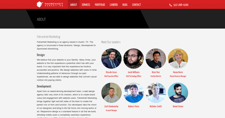 About page of #13 Best BigCommerce Development Company: Fahrenheit Marketing