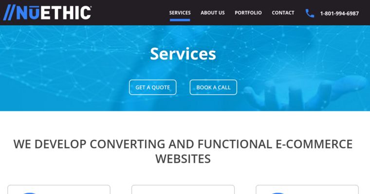 Services page of #17 Top BigCommerce Design Firm: Nuethic