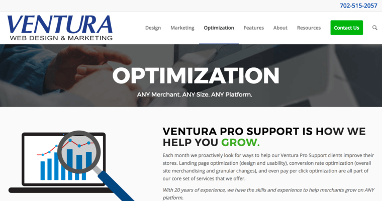Optimization page of #1 Best BigCommerce Design Firm: Ventura
