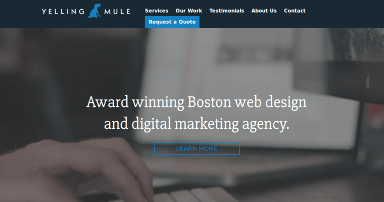 Home page of #1 Best Boston Web Design Agency: Yelling Mule