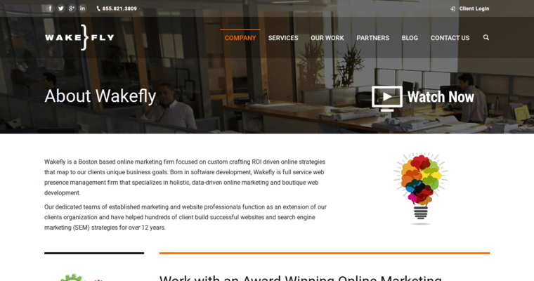 About page of #7 Best Boston Web Design Company: Wakefly