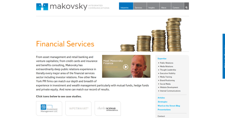 Service page of #8 Best Brand PR Firm: Makovsky