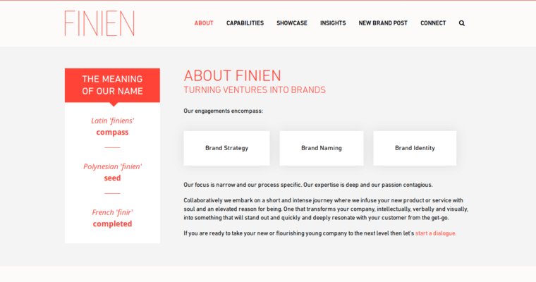 About page of #8 Leading Naming Company: Finien