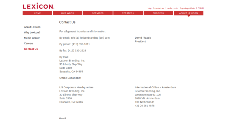 Contact page of #1 Best Naming Company: Lexicon