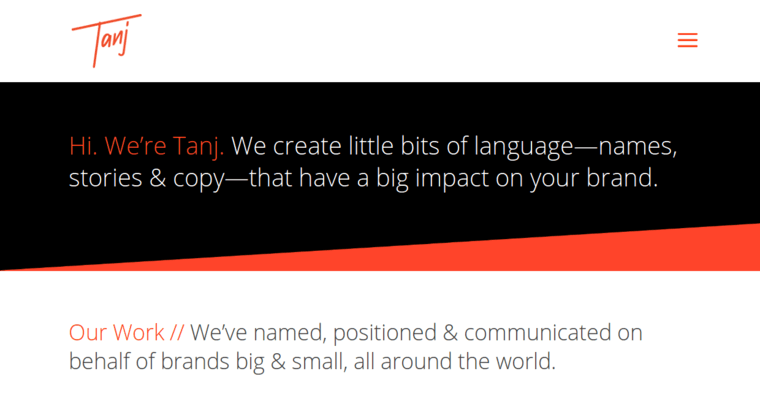 Home page of #2 Best Naming Firm: Tanj