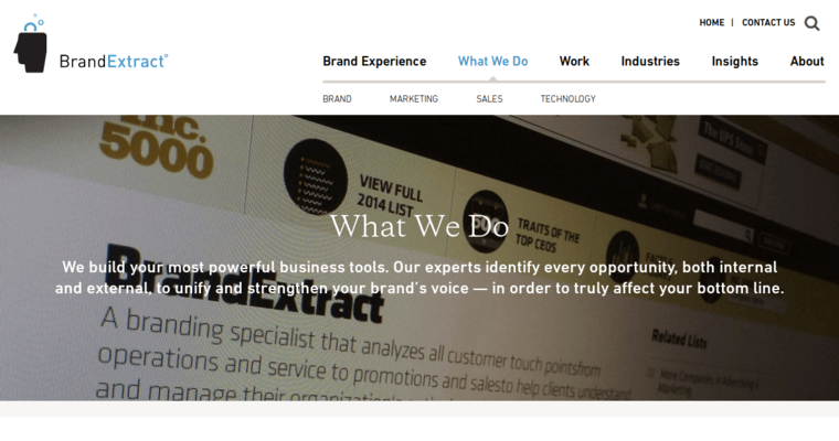 Services page of #5 Leading Naming Business: BrandExtract
