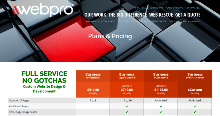 Pricing page of #9 Best Charlotte Web Development Company: WEBPRO 