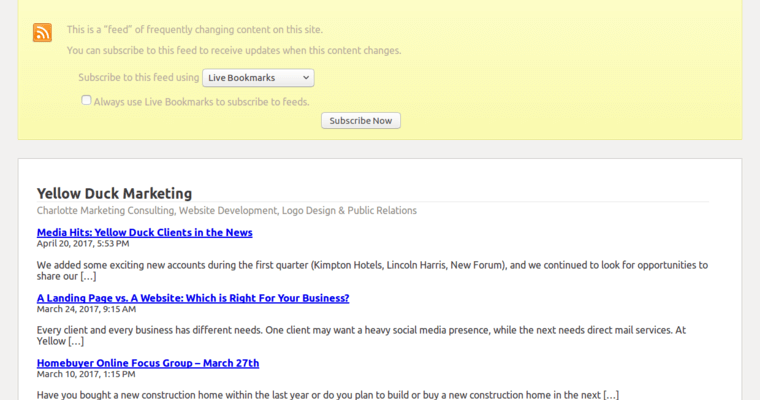 Fee page of #5 Best Charlotte Web Development Company: Yellow Duck Marketing