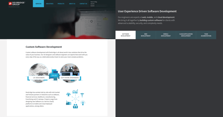 Development page of #5 Top Chicago Website Design Agency: Devbridge Group