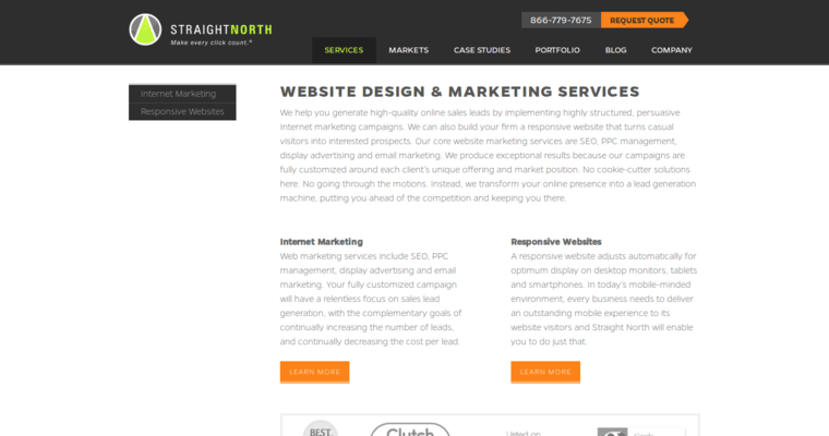 Service page of #9 Top Chicago Website Design Business: Straight North