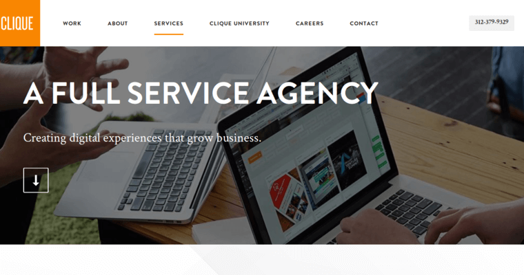 Service page of #6 Best Chicago Website Development Firm: Clique Studios