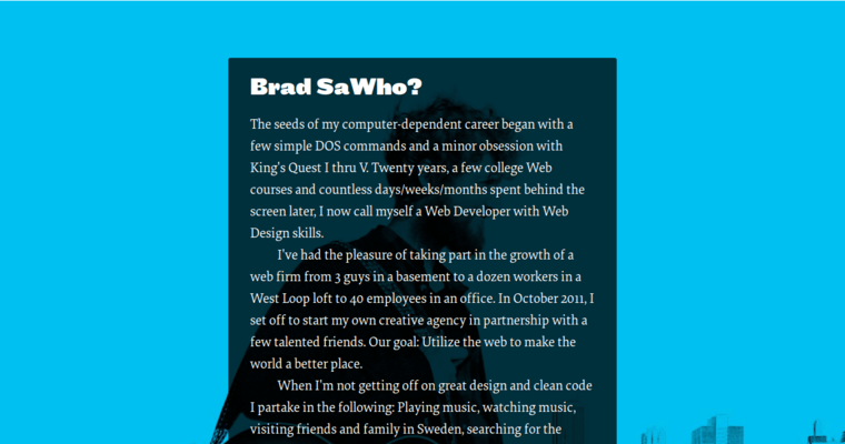 About page of #9 Best Chicago Web Design Agency: Brad Sawicki