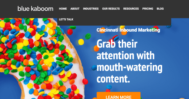 Home page of #9 Top Cincinnati Web Design Firm: Blue Kaboom