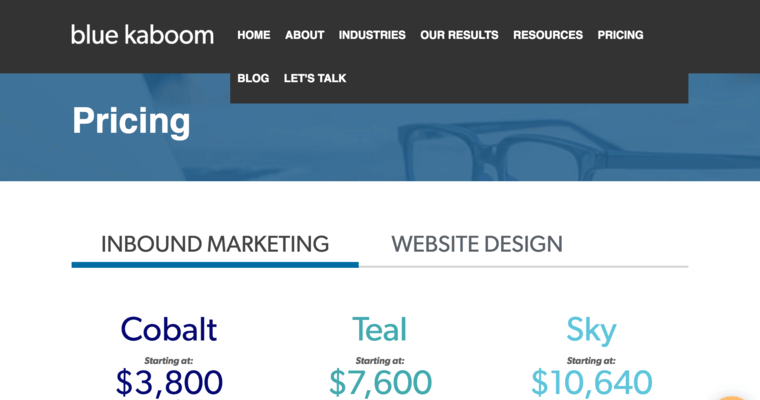 Pricing page of #9 Top Cincinnati Web Design Agency: Blue Kaboom