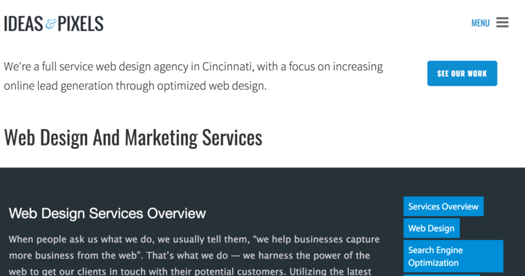 Service page of #7 Best Cincinnati Web Design Business: Ideas and Pixels