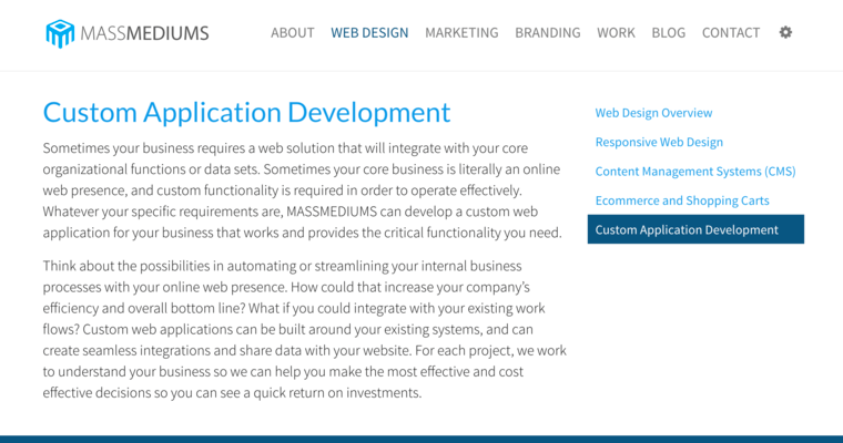 Development page of #11 Best Cincinnati Web Development Firm: MASSMEDIUMS LLC