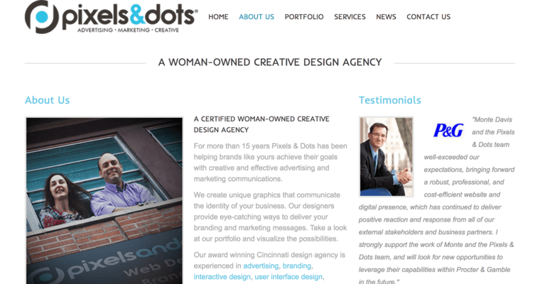 About page of #5 Best Cincinnati Web Design Business: Pixels & Dots, LLC