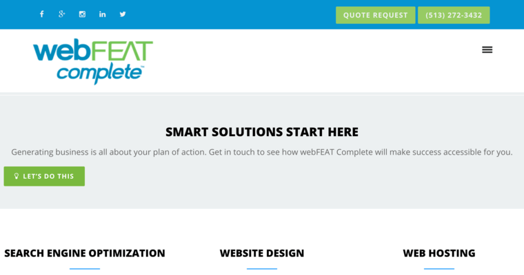 Home page of #2 Best Cincinnati Web Design Company: webFEAT Complete
