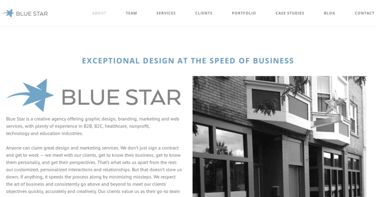 About page of #8 Best Cleveland Web Development Business: Blue Star Design, LLC