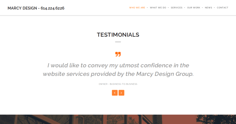 Testimonials page of #2 Top Columbus Web Development Agency: Marcy Design Group Inc