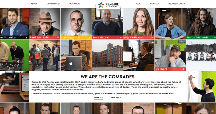 About page of #10 Top Enterprise Web Design Business: Comrade