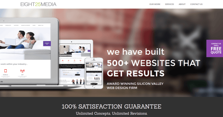 Home page of #6 Best Enterprise Website Design Firm: EIGHT25MEDIA