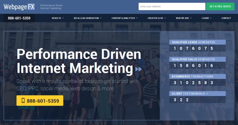 Home page of #4 Best Enterprise Website Design Company: WebpageFX
